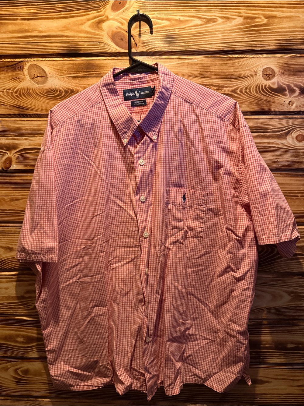 Ralph Lauren Pink Gingham Short-Sleeve Button-Down Shirt